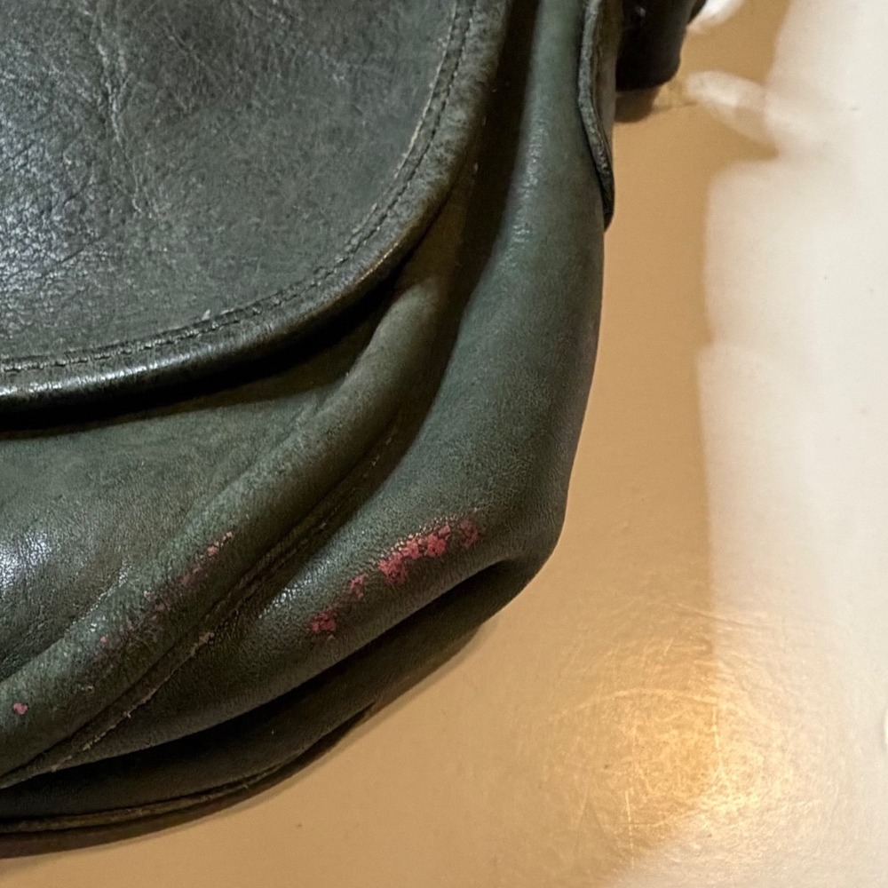 Vintage Coach City Bag 9790 Forest Green Leather Crossbody Turnlock AS IS - Picture 8 of 12